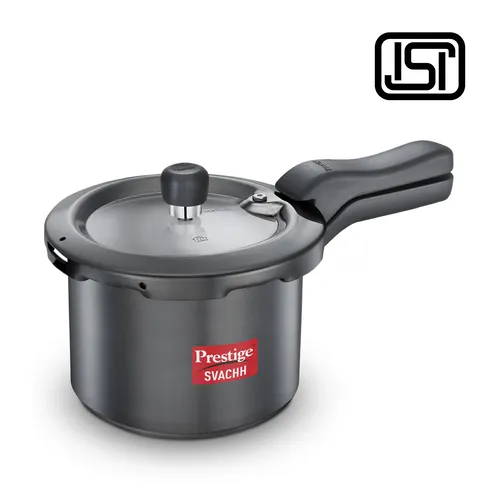  Prestige Svachh Hard Anodised Spillage Control Pressure Cooker, 5 L (Black)